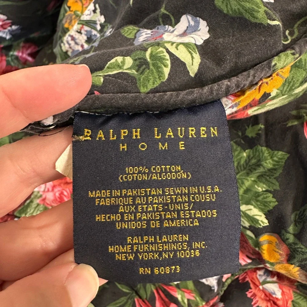 VTG Ralph Lauren Home Cosette Isadora Comforter Black Floral Twin Cottage 86x68